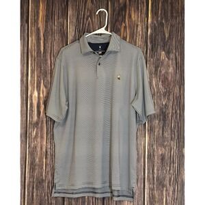 Fairway & Greene Mens Golf Polo Shirt L Navy White Stripe Short Sleeve Performan